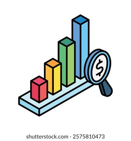 Metrics isometric 3D color line. use for modern concept, print, UI, UX kit, web and app development. Vector EPS 10, related to education, business, finance, investment.