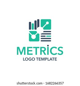 Metrics Logo Template - Business Chart Data Analytics Creative Flat Icon - Isolated Vector Corporate Emblem