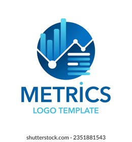 Metrics logo template - business chart data analytics creative pictogram - vector corporate emblem