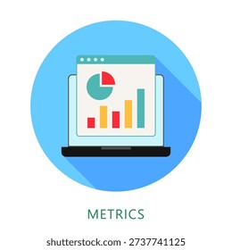 Metrics Rounded Flat Color Icon, Mini Illustration For Modern Concept, Ui, Ux Web And App Development. Related To Seo And Online Marketing.