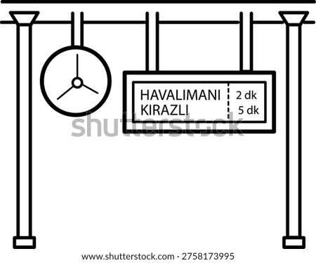 metro arrival board concept, next train schedule vector icon design, transit stop countdown stock illustration