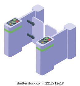 Metro Barrier Icon Isometric Vector. Subway Card Machine. Payment Station