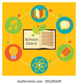 Metro flat icon about education, school and growing. Writing in a diary. 