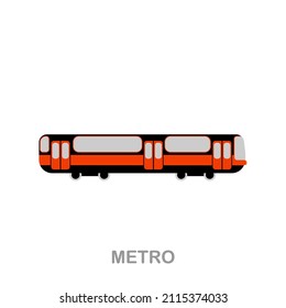 Metro flat icon. Colored element sign from transport collection. Flat Metro icon sign for web design, infographics and more.