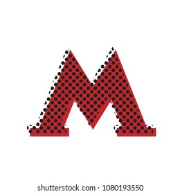 Metro icon. Black illustration isolated on white background for graphic and web design. Vector. Brown icon with shifted black circle pattern as duplicate at white background. Isolated.