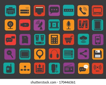 Metro icon of computer web design and office,computer
