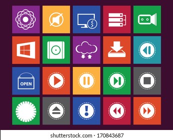 Metro icon of computer web design and office,background