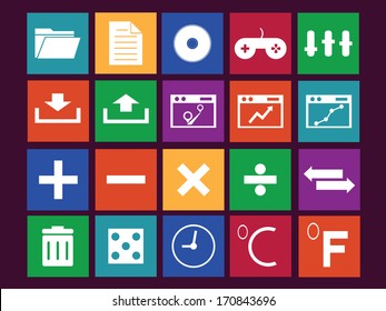 Metro icon of computer web design and office,background