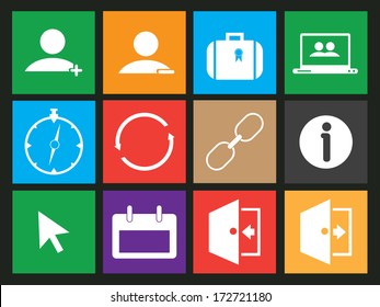 Metro icon of computer web design and office