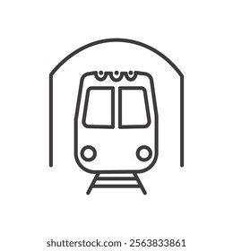 Metro Icon Depicting a Modern Train in Black and White