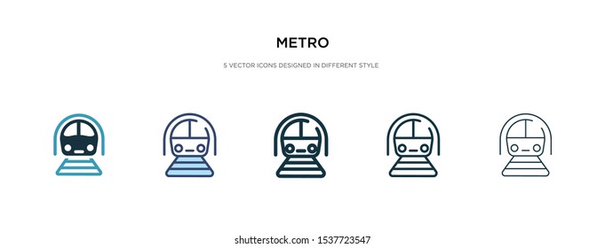 metro icon in different style vector illustration. two colored and black metro vector icons designed in filled, outline, line and stroke style can be used for web, mobile, ui