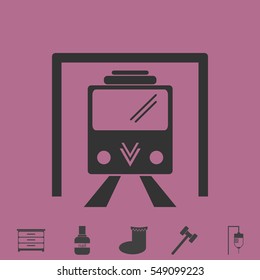 Metro icon flat. Simple vector grey pictogram and bonus symbol