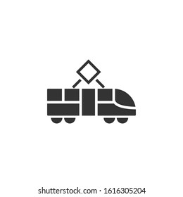 Metro icon in flat style. Train subway vector illustration on white isolated background. Railroad cargo business concept.
