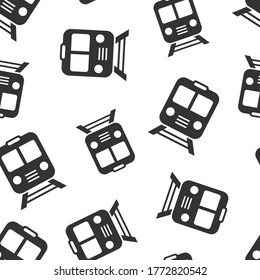 Metro icon in flat style. Train subway vector illustration on white isolated background. Railroad cargo seamless pattern business concept.