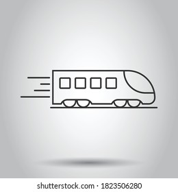 Metro icon in flat style. Train subway vector illustration on white isolated background. Railroad cargo business concept.