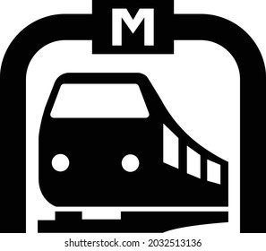 Metro Icon In Flat Style. Train Subway Vector Illustration.