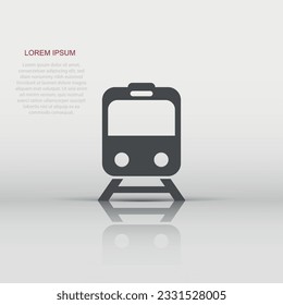 Metro icon in flat style. Train subway vector illustration on white isolated background. Railroad cargo business concept.