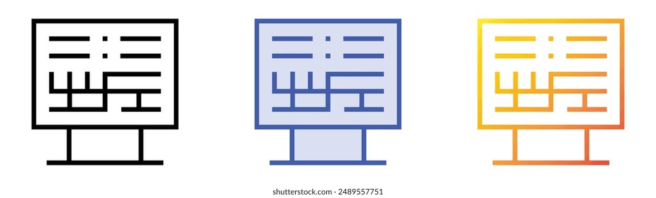 icono del metro. Diseño de estilo de relleno lineal, azul y degradado aislado sobre fondo blanco