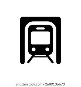 Metro Icon with Minimal Train Front in Tunnel Frame