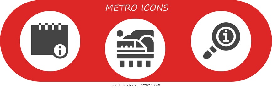  metro icon set. 3 filled metro icons. Simple modern icons about  - Info, Train