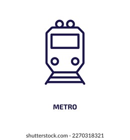 metro icon from transportation collection. Thin linear metro, station, traffic outline icon isolated on white background. Line vector metro sign, symbol for web and mobile