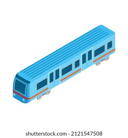 Composición isométrica del metro con imagen aislada del vagón de tren de la ilustración vectorial del tren subterráneo