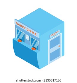 Metro Isometric Composition With Isolated Image Of Ticket Office Booth Selling Subway Passes Vector Illustration