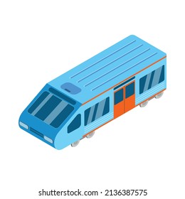 Metro isometric composition with isolated image of head train car of subway train vector illustration