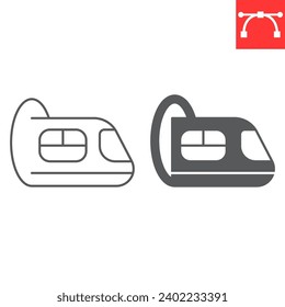 Metro line and glyph icon, transportation and railway, subway vector icon, vector graphics, editable stroke outline sign, eps 10.