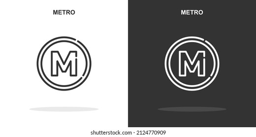 U-Bahn-Linie-Symbol. Einfaches Umriss-Style.Metro-Linearzeichen. Vektorgrafik einzeln auf weißem Hintergrund. Bearbeitbarer Strich EPS10
