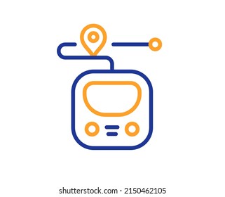 Metro line icon. Subway journey path sign. Underground train location symbol. Colorful thin line outline concept. Linear style metro icon. Editable stroke. Vector