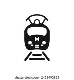 Metro logo vector icon. Subway icon. Rail underground train vector. Passenger city train vector. Underground electric train vector. 
