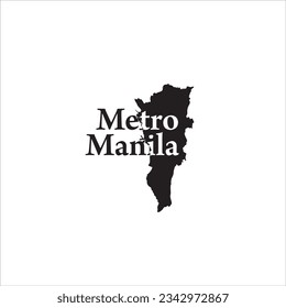 Metro Manila Philippines map and black lettering design on white background