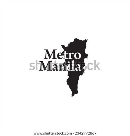 Metro Manila Philippines map and black lettering design on white background