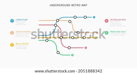 Metro map infographics vector template. City Subway transportation scheme. Underground connection top view. Industrial transport maze colorful illustration.