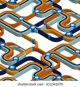 Metro map in isometric projection. Abstract background. Vector illustration.
