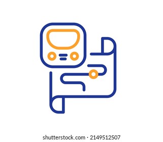 Icono de la línea del mapa del metro. Señal del metro subterráneo. Símbolo de ubicación del tránsito del tren. Concepto colorido del contorno de línea delgada. Icono de mapa de metro de estilo lineal. Trazo editable. Vector