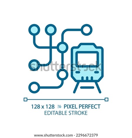 Metro map pixel perfect blue RGB color icon. Subway network. Public transport system. Rapid transit. Underground railway. Isolated vector illustration. Simple filled line drawing. Editable stroke