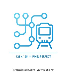 Metro map pixel perfect gradient linear vector icon. Subway network. Public transport system. Underground railway. Thin line color symbol. Modern style pictogram. Vector isolated outline drawing