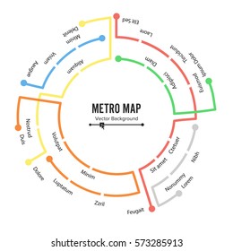 Metro Map Vector. Subway Map Design Template. Colorful Background With Stations