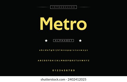 Metro Modern Bold Font. Sans Serif Font. Regular Italic Uppercase Lowercase Typography urban style alphabet fonts for fashion, sport, technology, digital, movie, logo design, vector illustration