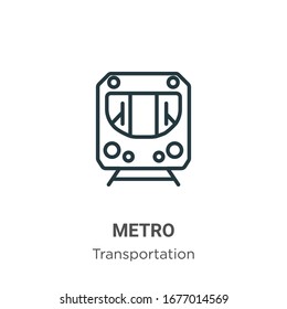 Metro outline vector icon. Thin line black metro icon, flat vector simple element illustration from editable transportation concept isolated stroke on white background