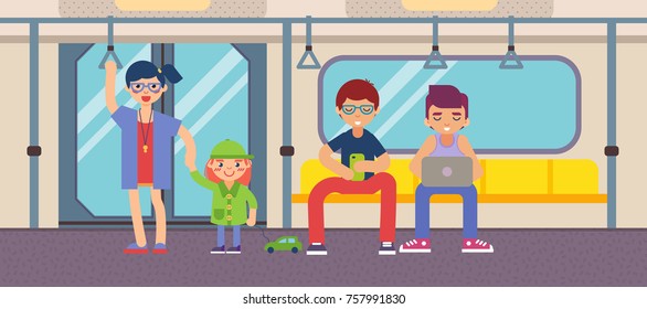 Metro with people flat design