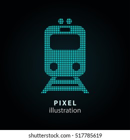 Metro - pixel icon. Vector Illustration. Design logo element. Isolated on black background. It is easy to change to any color.