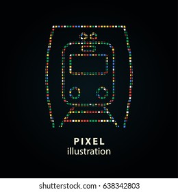 Metro - pixel icon. Vector Illustration. Design logo element. Isolated on black background. It is easy to change to any color.