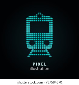 Metro - pixel icon. Vector Illustration. Design logo element. Isolated on black background. It is easy to change to any color.