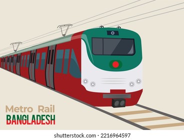 Metro rail of Bangladesh, Dream came true for Bangladeshi citizens, Background Illustration. 