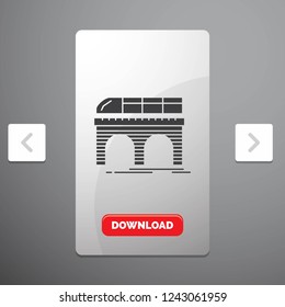 metro, railroad, railway, train, transport Glyph Icon in Carousal Pagination Slider Design & Red Download Button