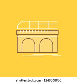 metro, railroad, railway, train, transport Flat Line Filled Icon. Beautiful Logo button over yellow background for UI and UX, website or mobile application