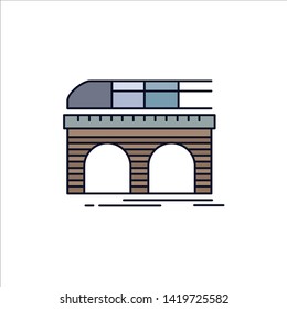 metro, railroad, railway, train, transport Flat Color Icon Vector